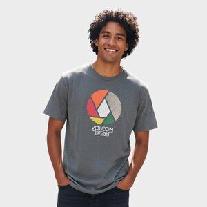 Volcom Top Mens Large Grey Splicer Graphic Tee Modern Fit Shirt Stone 1991 Retro